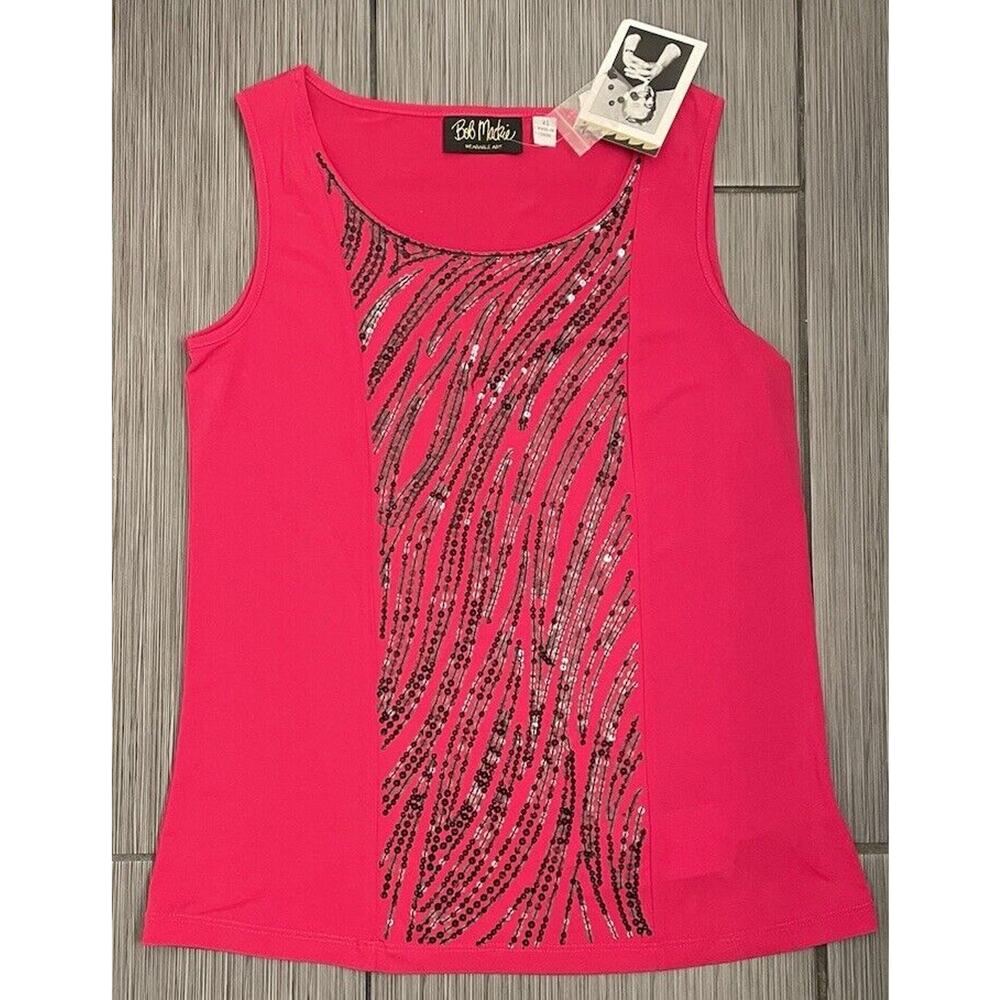 Bob Mackie Wearable Art Red Sequins Tank Top Size XS RN90133 NWT